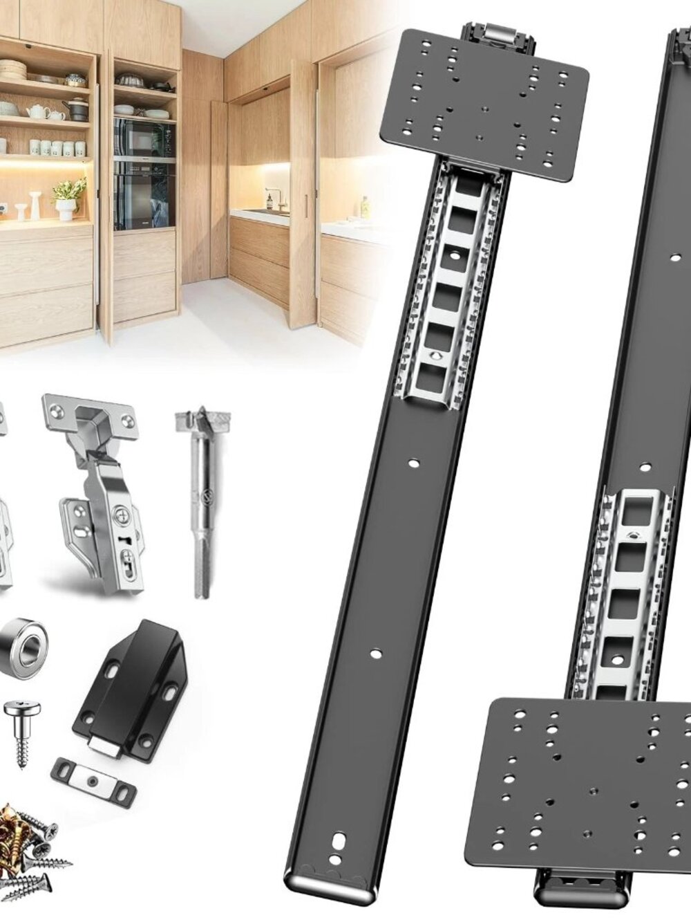 JAXYOOM 24in Pocket Door Hardware Slide 1 Set,Hidden Sliding Pocket & Pivot Door